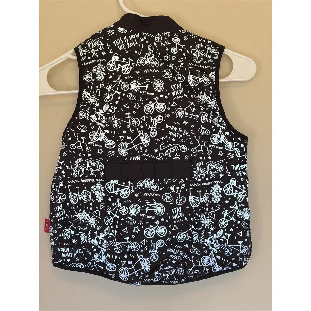 Woom Black Allover Reflective Graphic Bike Skate Safety Vest Unisex Kids‎ 4-6Y